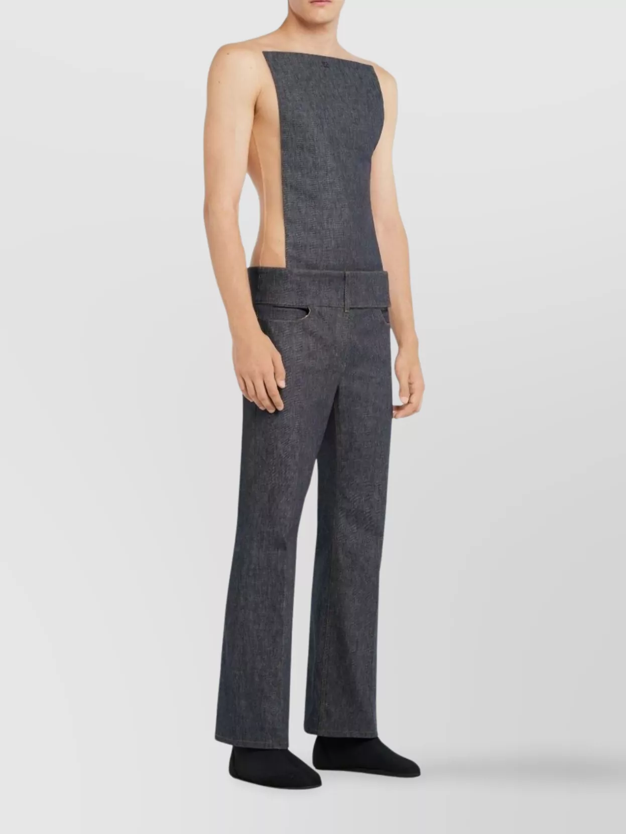 Courrèges Short Sleeves With Denim Panel And Square Neckline
