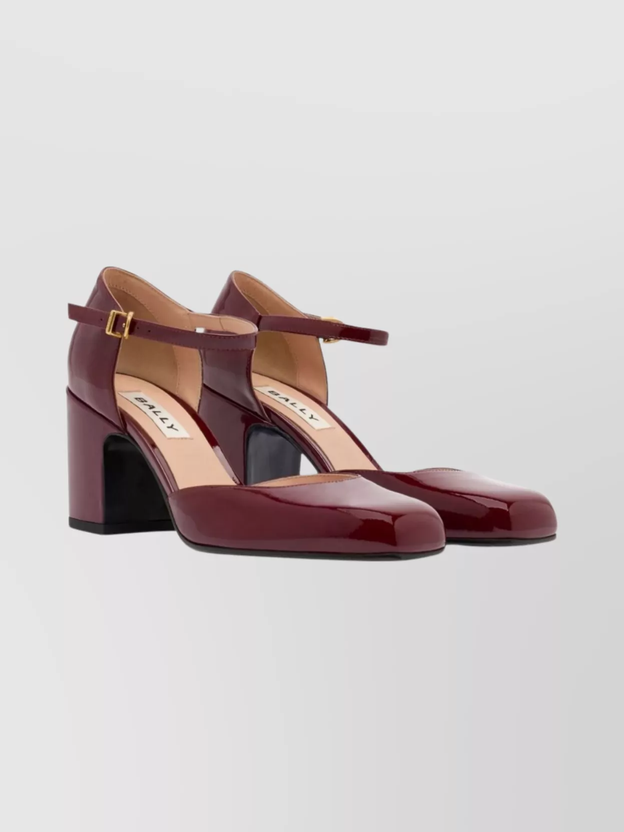 Bally Square Toe Block Heel Pumps With Gold Hardware