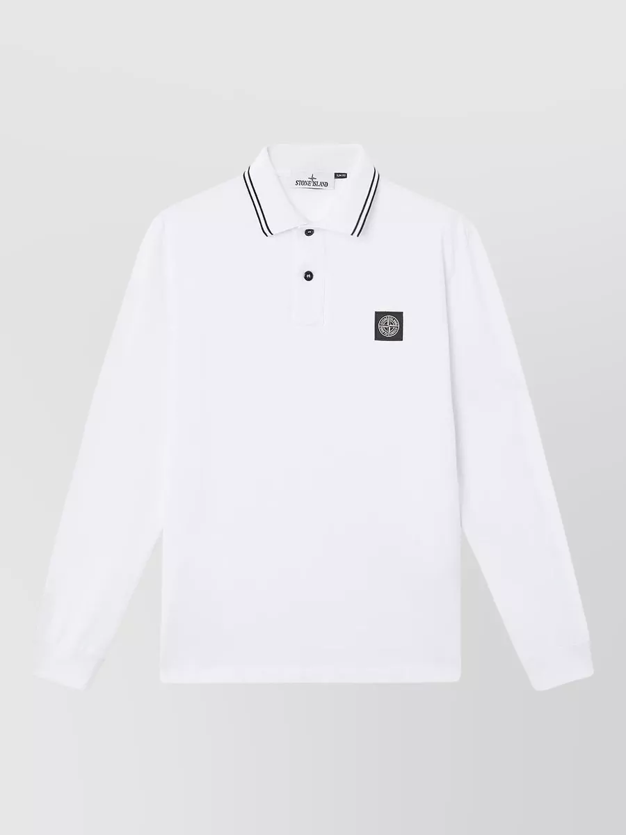 Stone Island organic cotton long-sleeve polo shirt