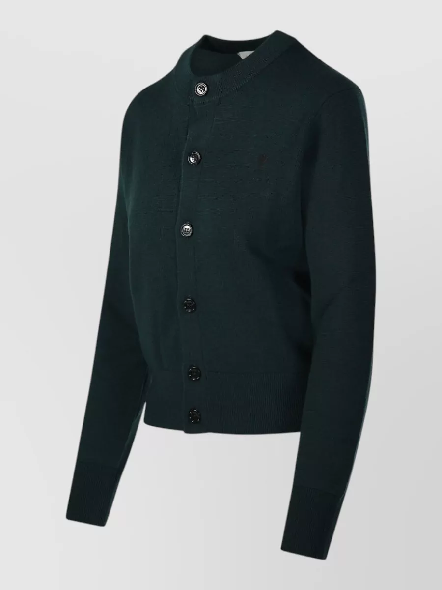 Ami Paris Wool Round Neck Cardigan