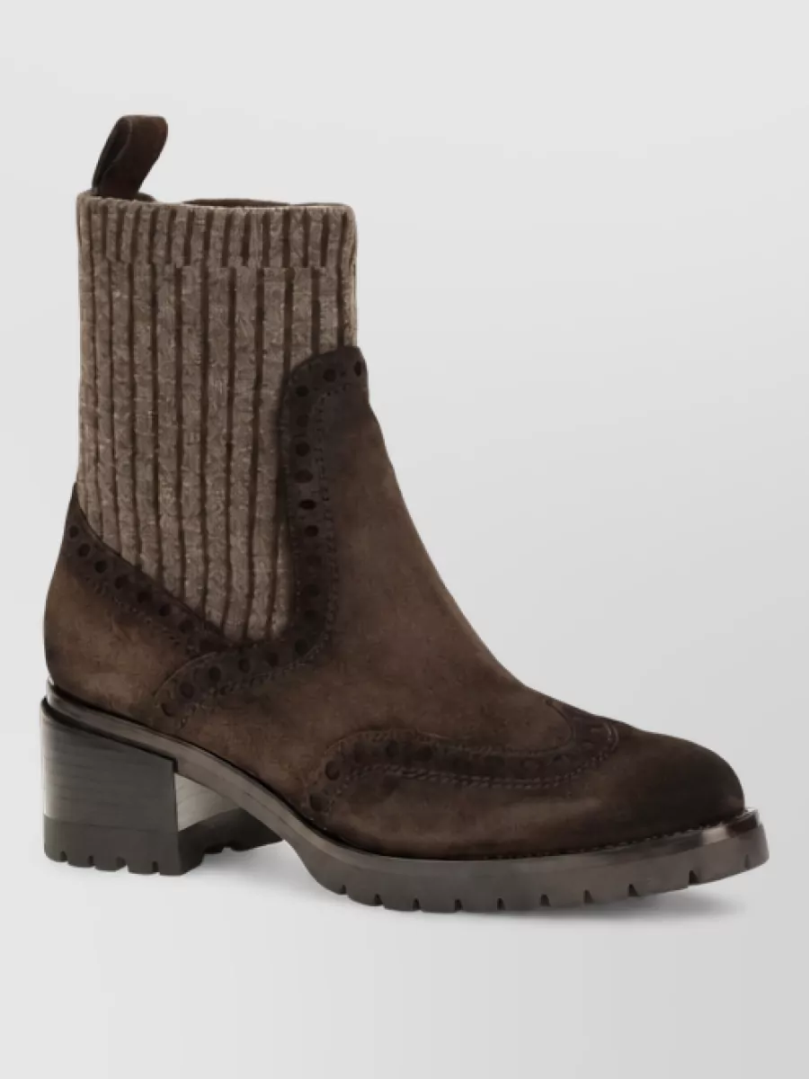 Santoni suede ankle lace-up boots