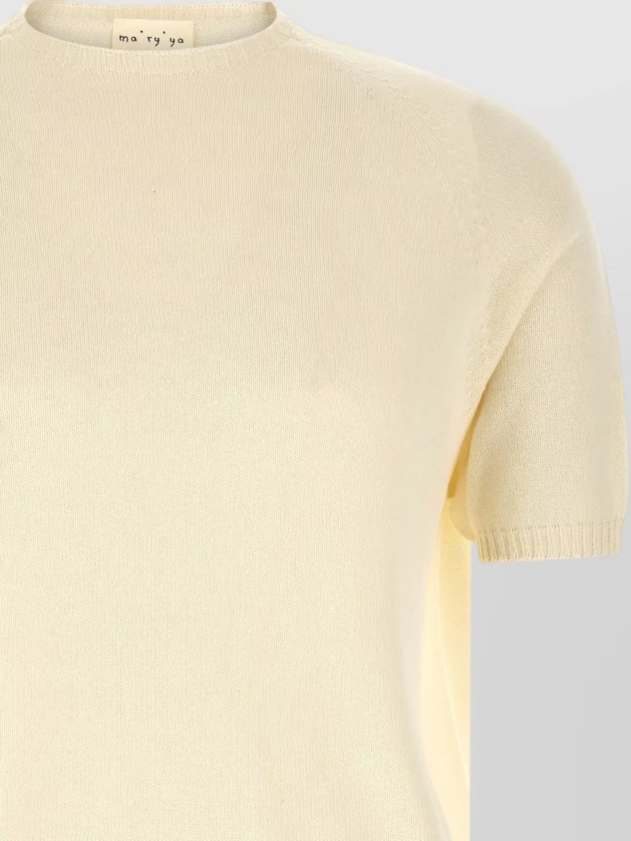 Ma'ry'ya Ribbed Cotton Short-Sleeve Sweater
