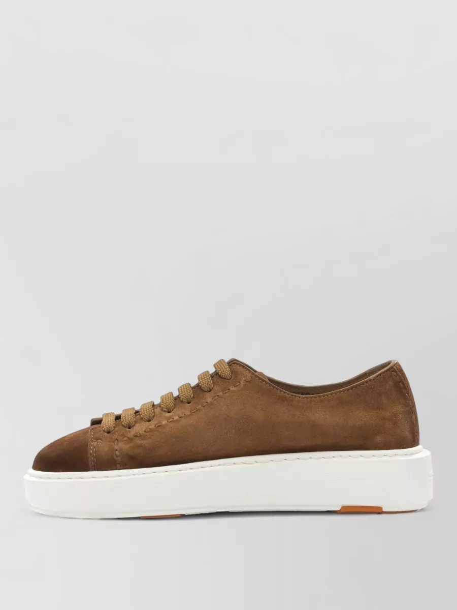 Santoni Suede Sneakers Slip On Contrast Sole Stitching