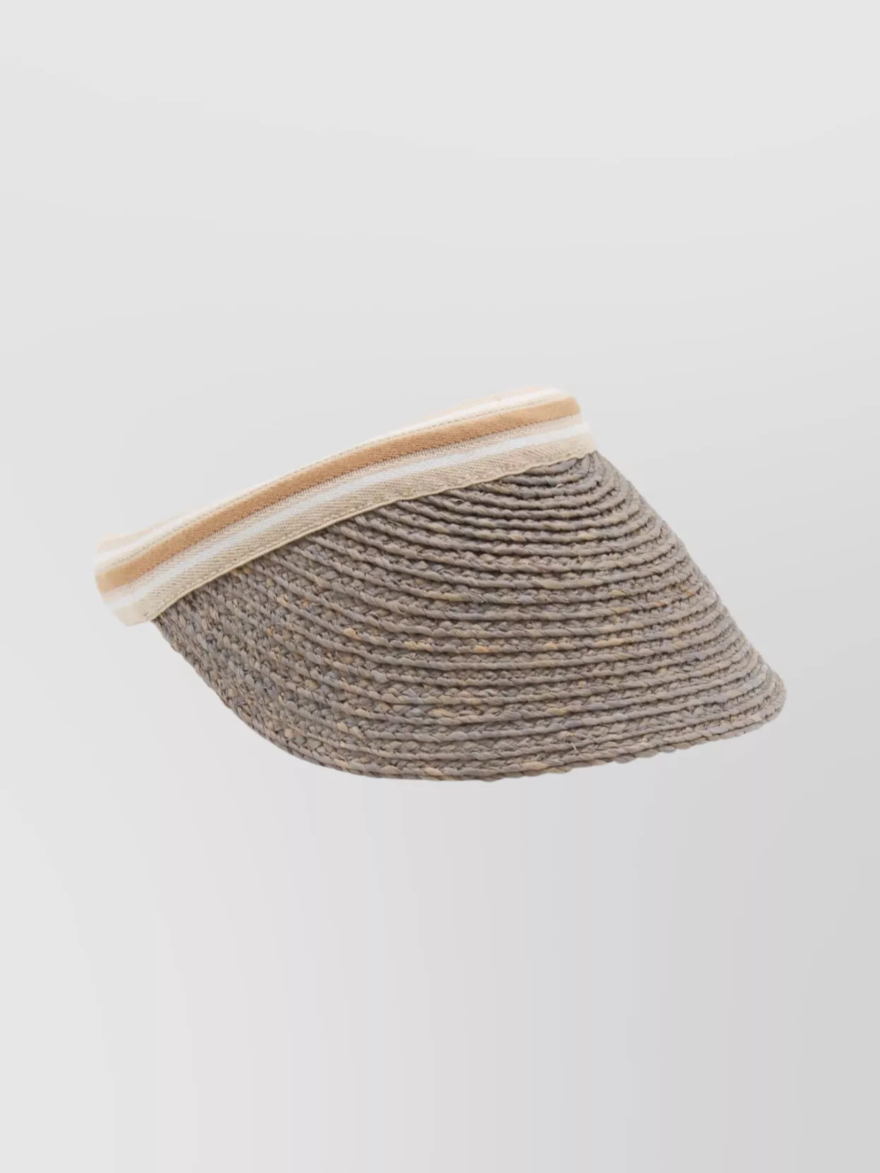 Helen Kaminski Striped Band Open Top Woven Hat In Gray