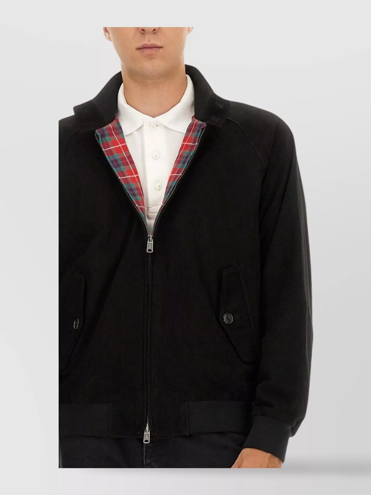 Baracuta Buttoned Collar Jacket With Ribbed Cuffs And Pockets