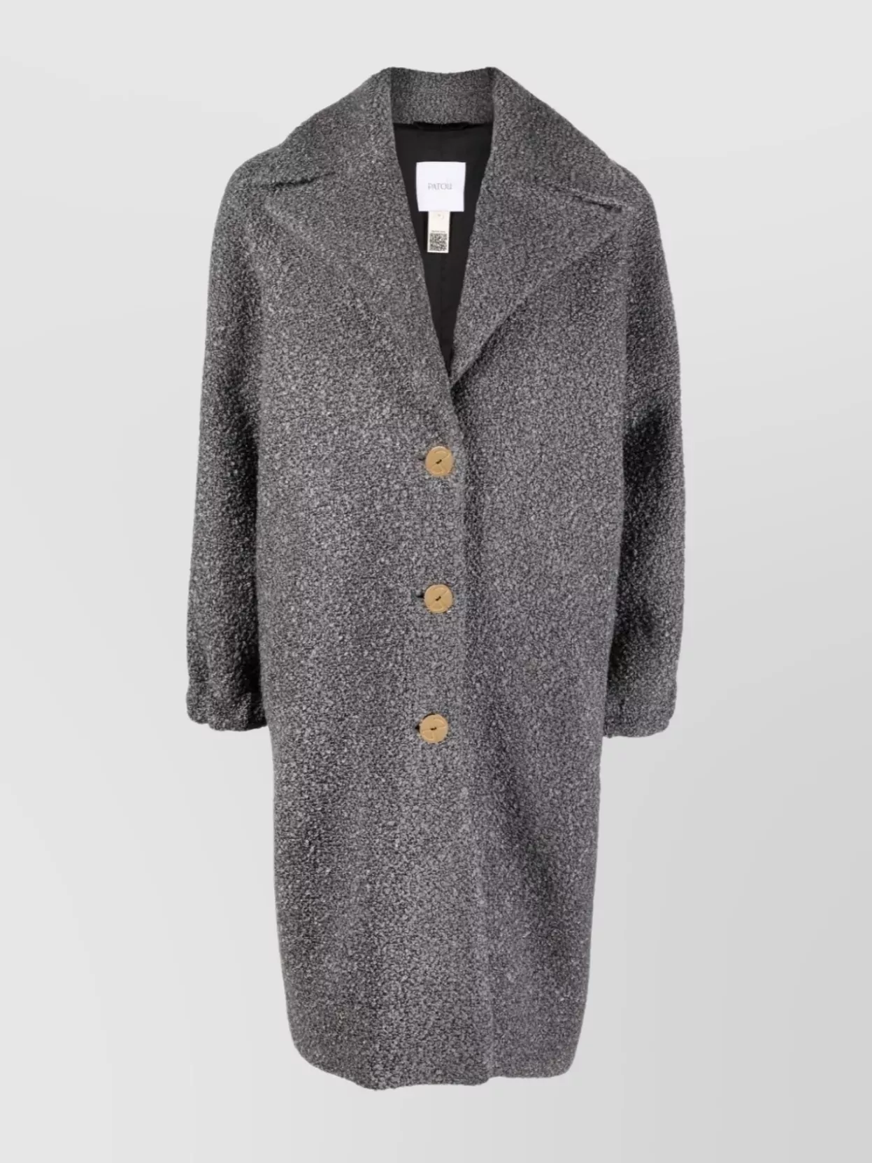 Shop Patou Knee-length Wool Blend Coat With Puff Sleeves In Grey