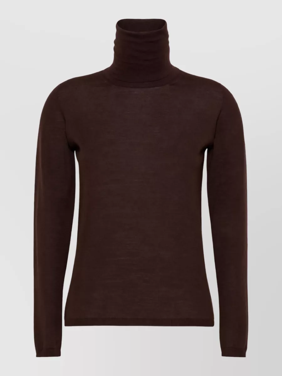 Max Mara Virgin Wool Fine Rib-Knit Turtleneck Sweater