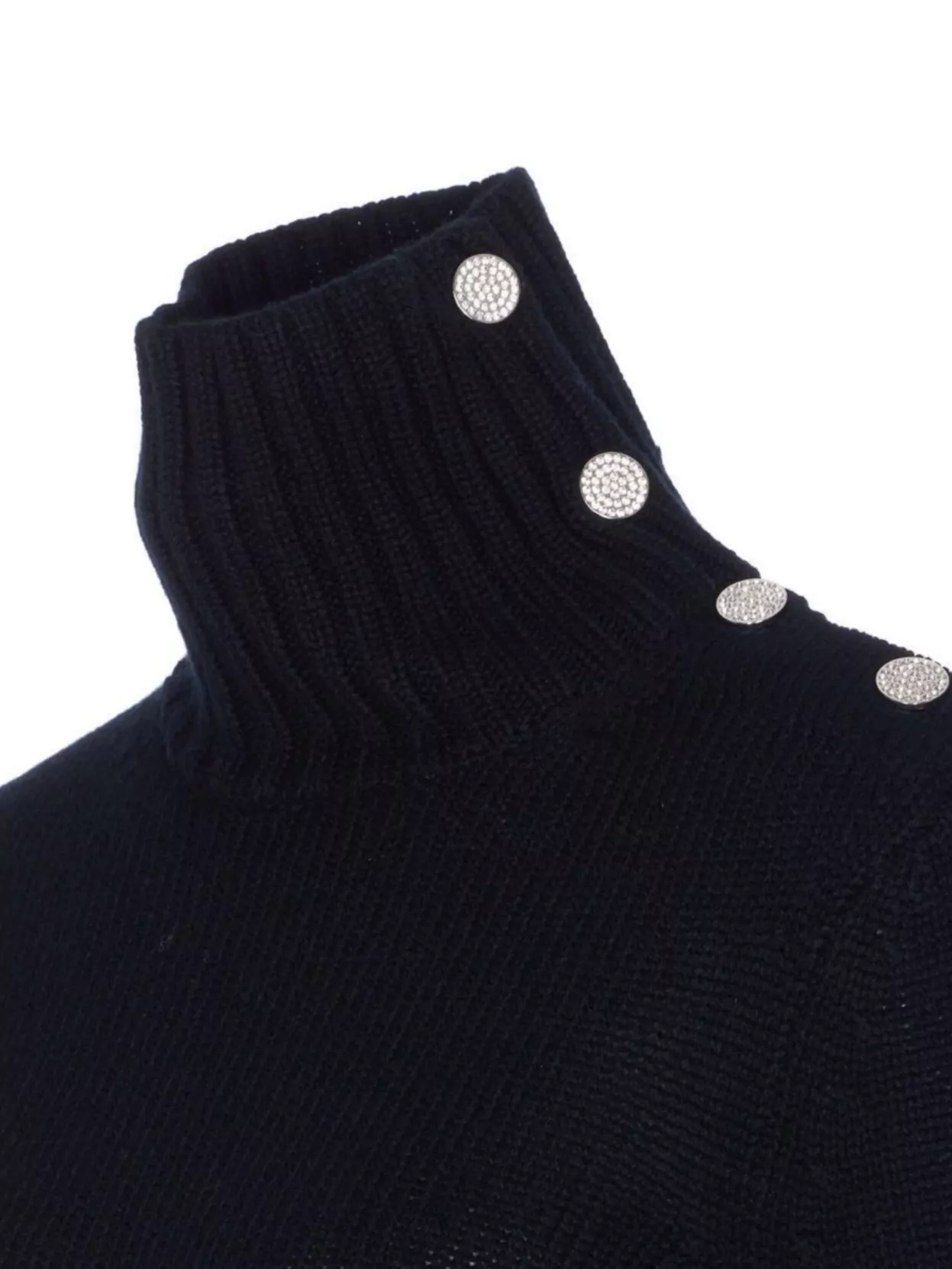 Zadig & Voltaire High Neck Knitwear With Jewel Button Accents In Black