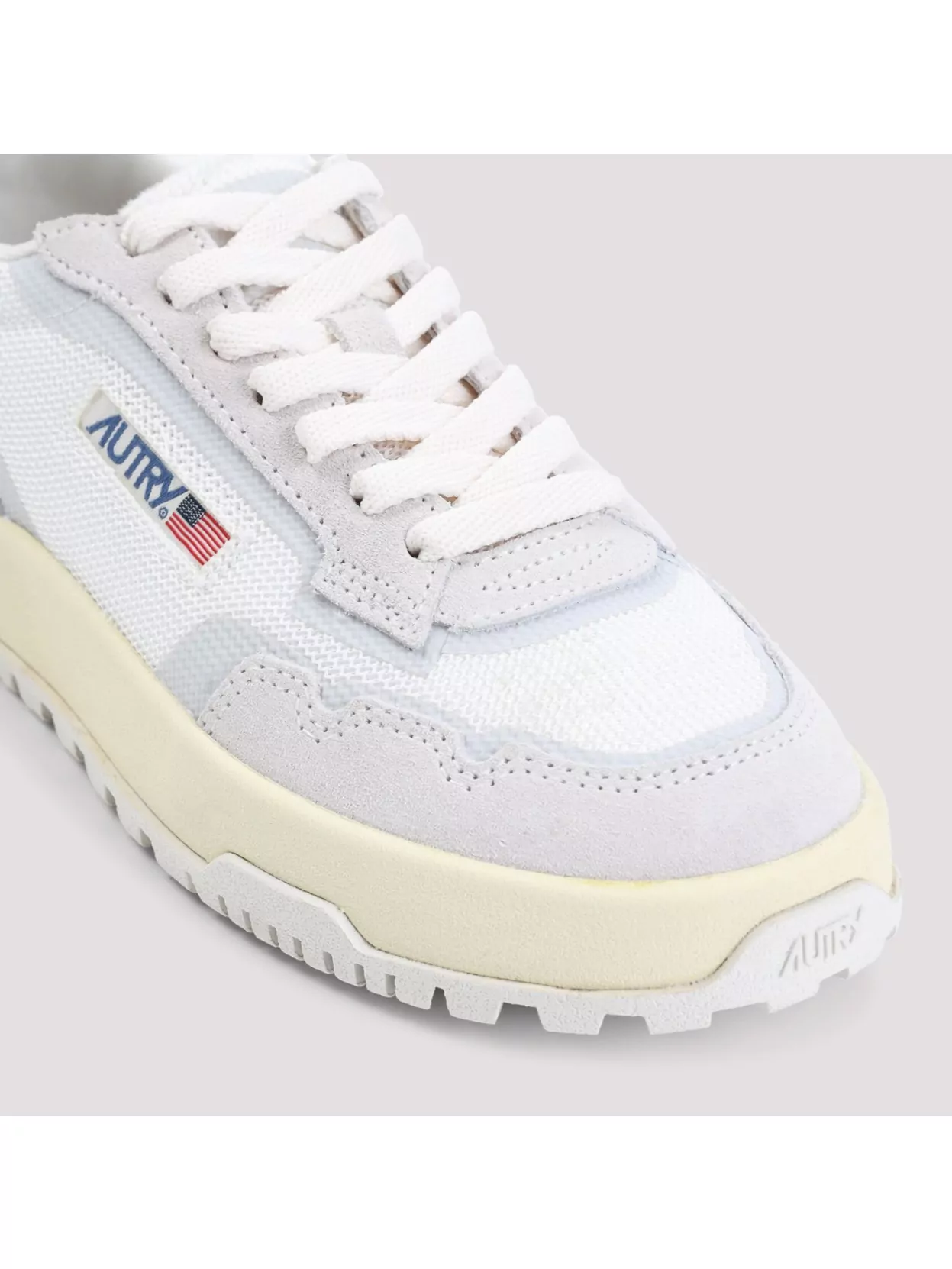 Shop Autry Chunky Sole Grey Suede Sneakers In White