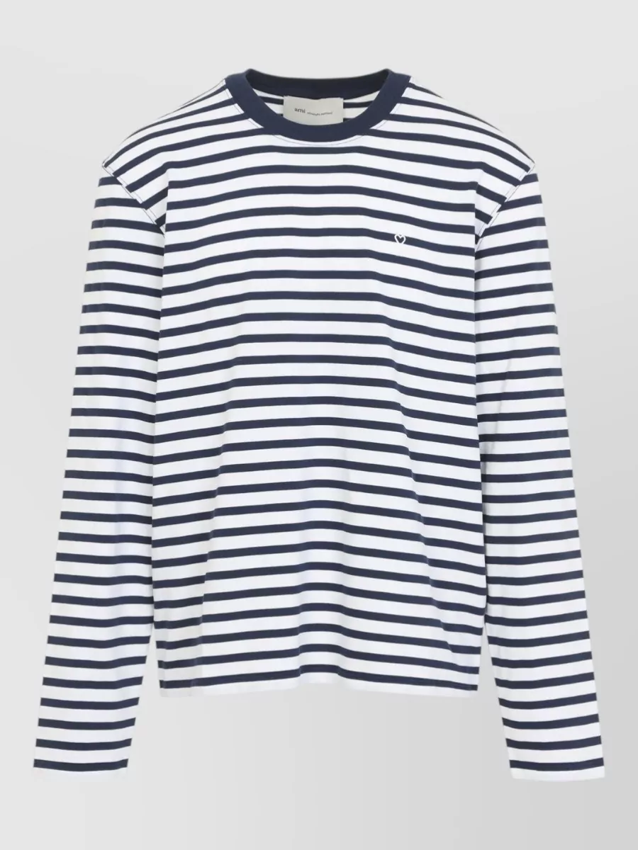 Ami Paris Striped Long-Sleeve Cotton T-Shirt