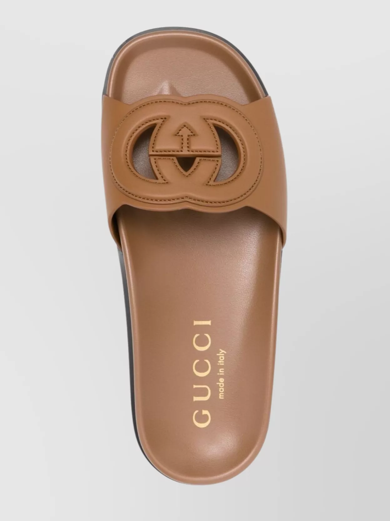 Gucci Leather Cut Flat Sole Sandals In Brown