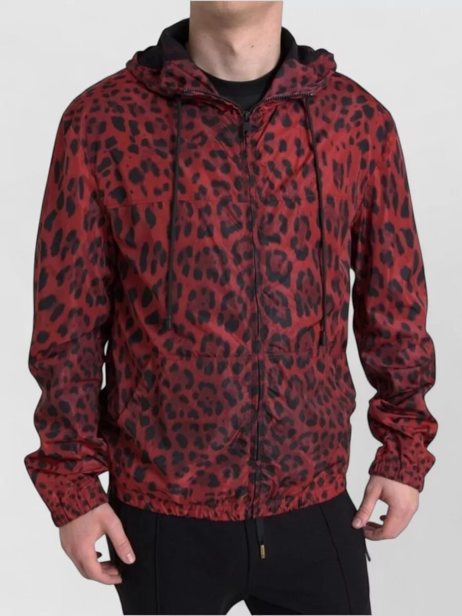 Dolce&Gabbana leopard hooded zip-up nylon bomber jacket