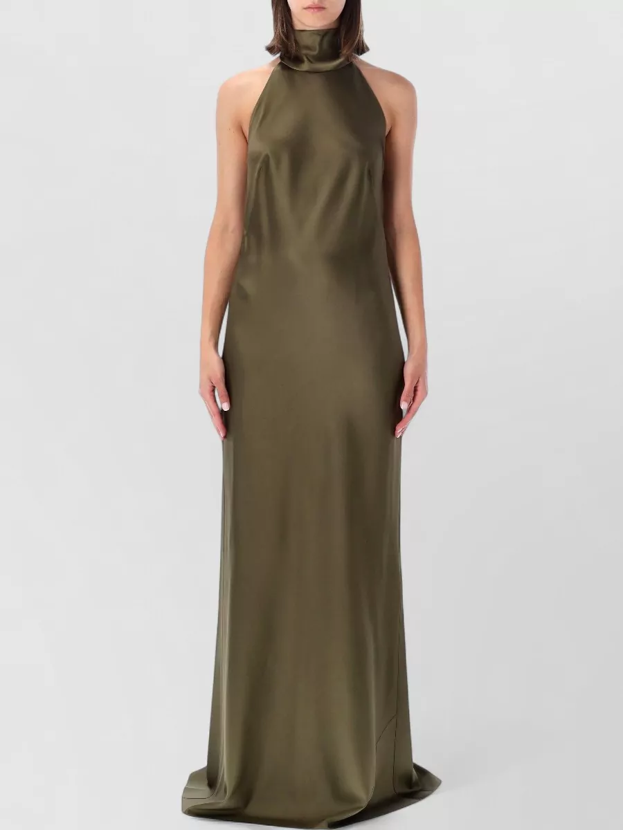 Ralph Lauren Satin halterneck sleeveless maxi dress