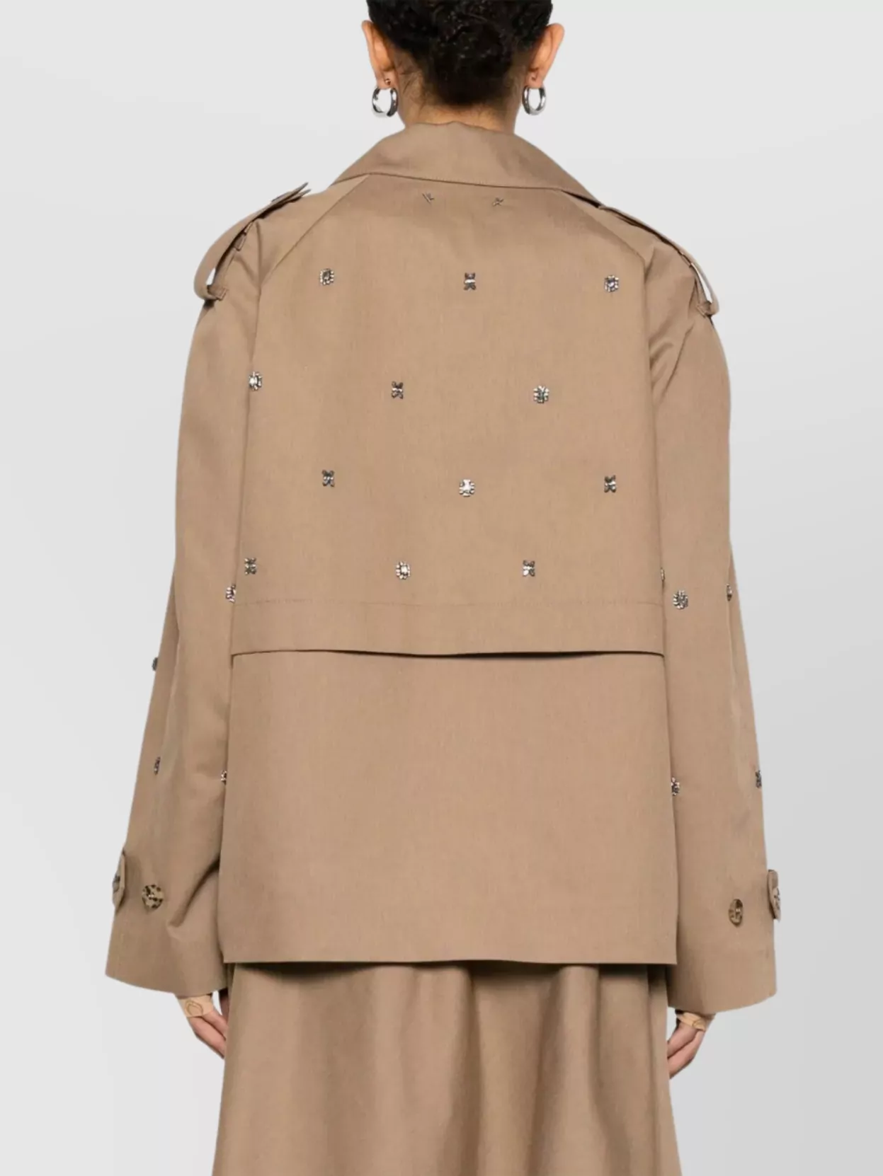 Golden Goose Crystals Embellished Oversized Short Trench Coat Clothing In Neutrals