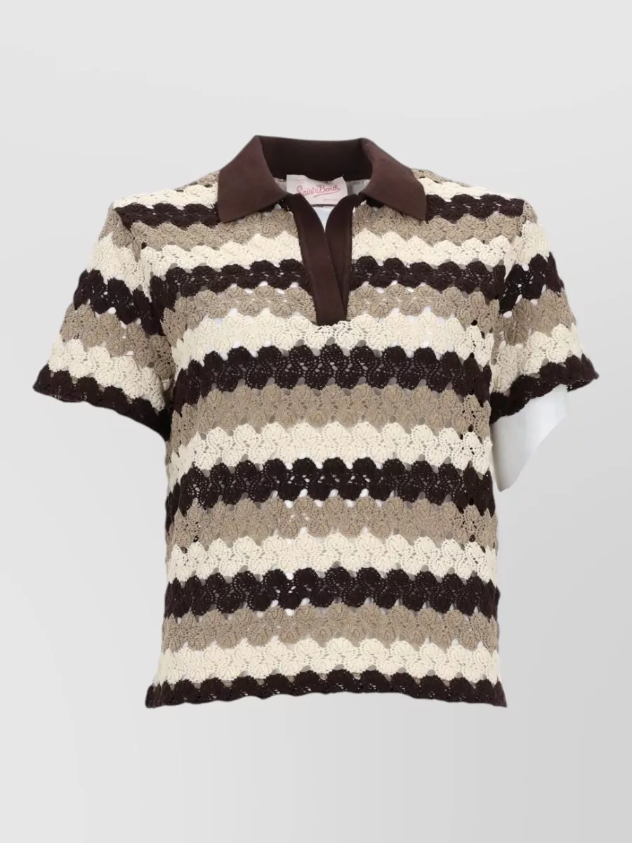 Mc2 Saint Barth Crochet Cotton Polo Shirt