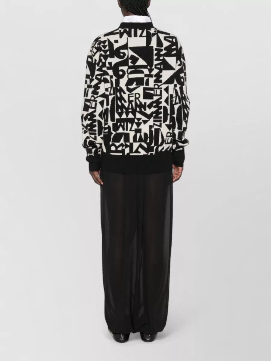 Zimmermann Wool Intarsia Logo-Pattern Crew-Neck Ribbed-Hem Jumper