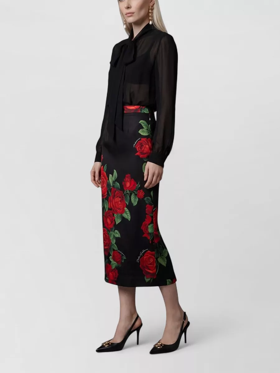 Dolce&Gabbana silk high-rise floral-print midi skirt
