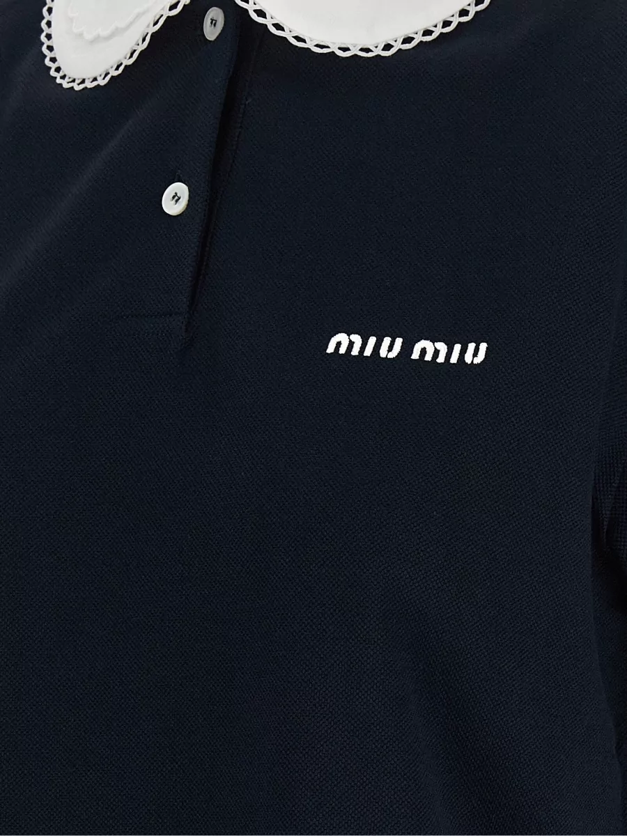 Miu Miu Scalloped Collar Polo Shirt