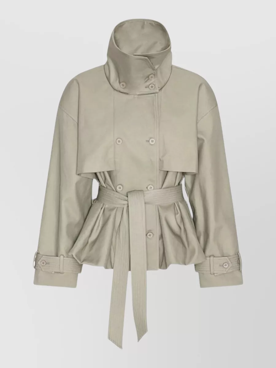 Rotate Cotton short double-breasted trench coat