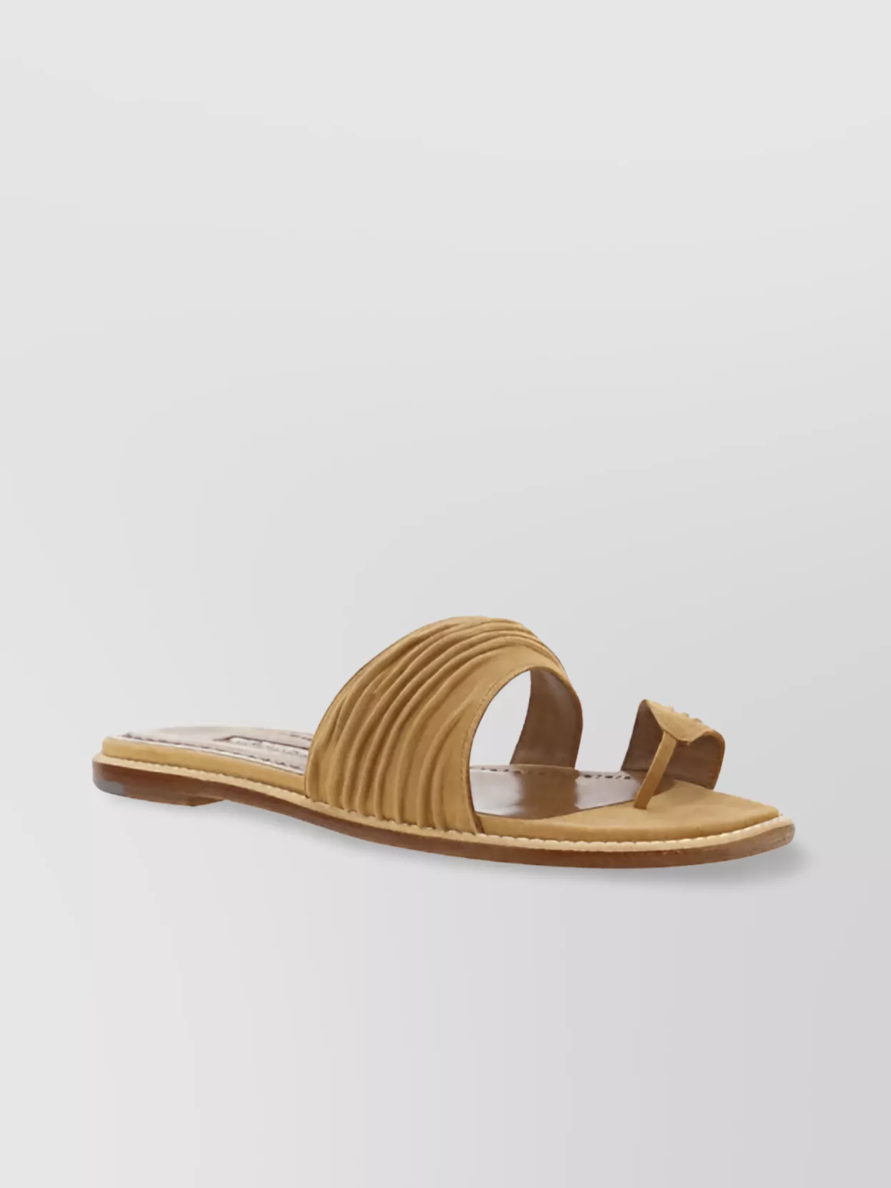 Shop Manolo Blahnik Ruched Lambskin Sandals With Flat Leather Sole
