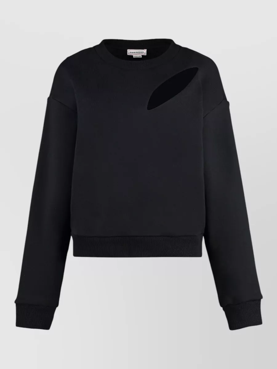 Mc Queen Cotton Cutout Crew-Neck Sweatshirt