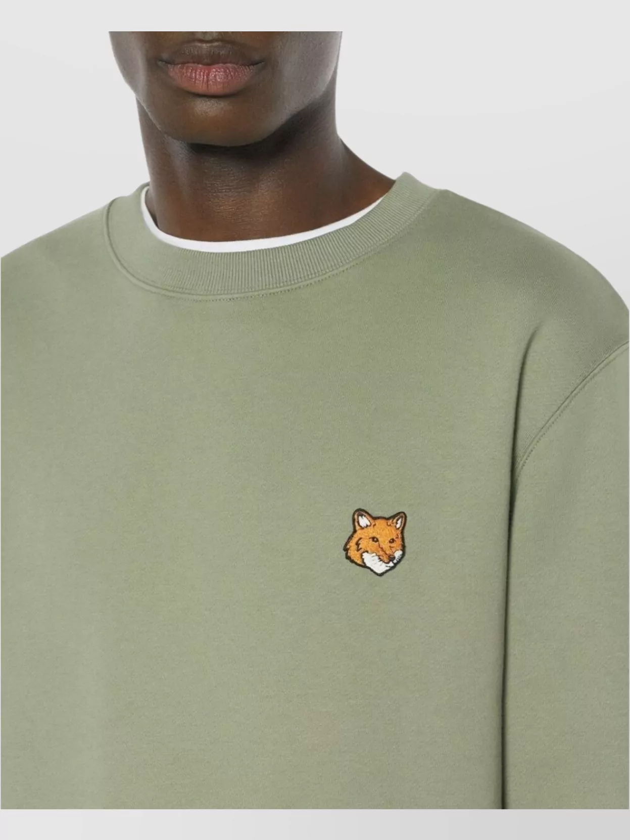 Maison Kitsuné Crew Neck Long Sleeve Ribbed Sweatshirt