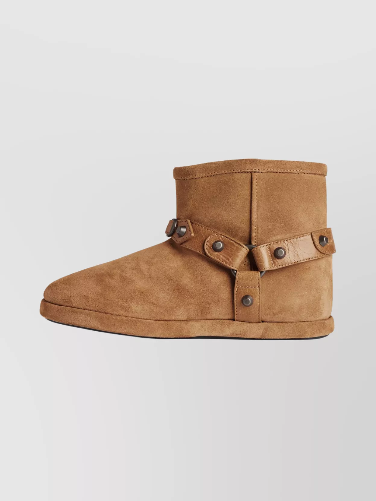 Balenciaga Ankle Boots With Buckle And Flat Sole In Brown