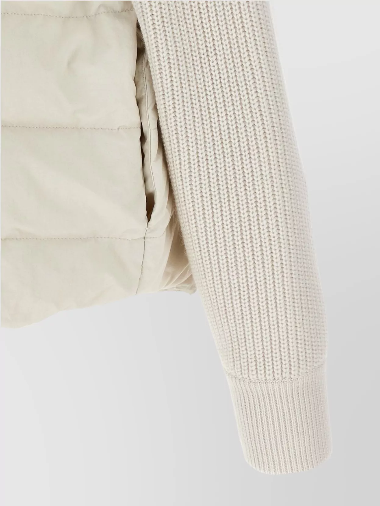 Brunello Cucinelli Two-Material Down Jacket With Shiny Flap Detail