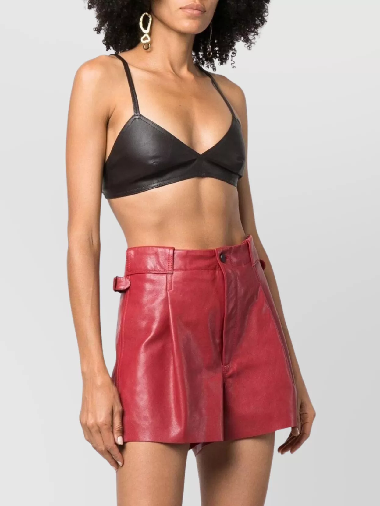 The Mannei Sierra Leather Bralette Plunge Neckline