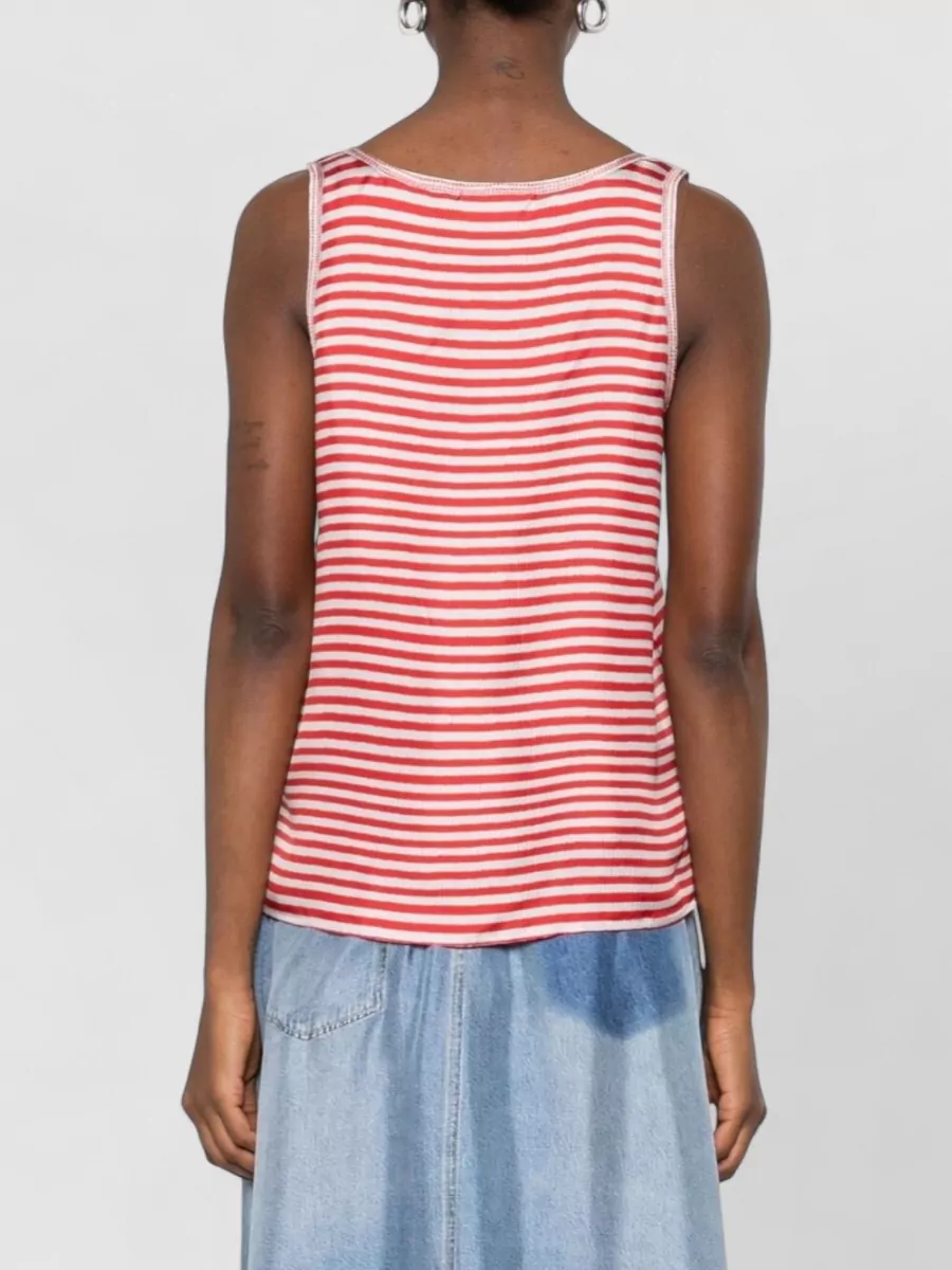 Pierre Louise Mascia Striped Silk Sleeveless Top
