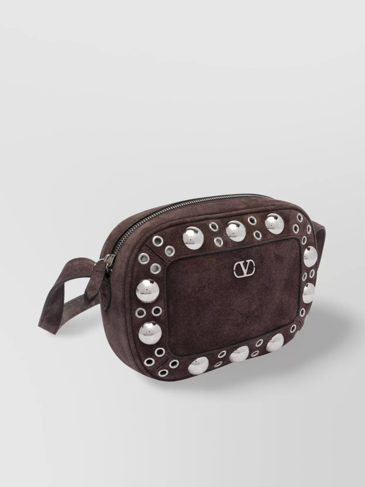 Valentino Garavani Suede Nellcote Style Shoulder Bag With Studded Detailing