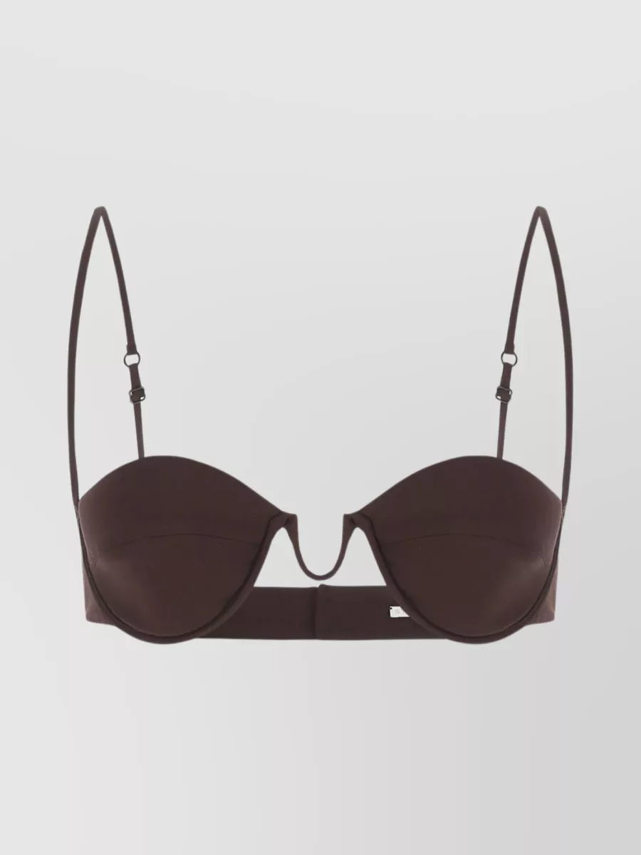 Shop Stella Mccartney Silk Top With Molded Cups And Adjustable Straps In Brown