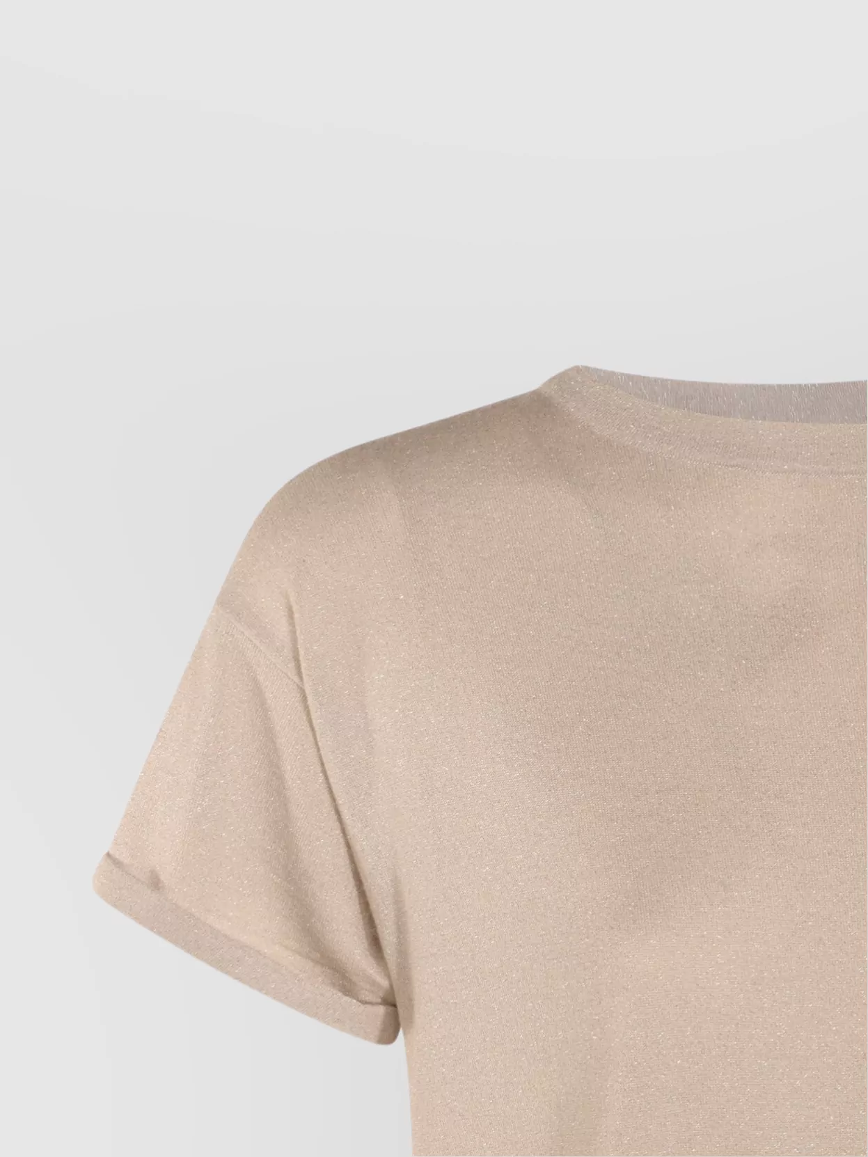 Brunello Cucinelli Short Sleeve Crewneck Knitwear With Sparkling Finish In Pink