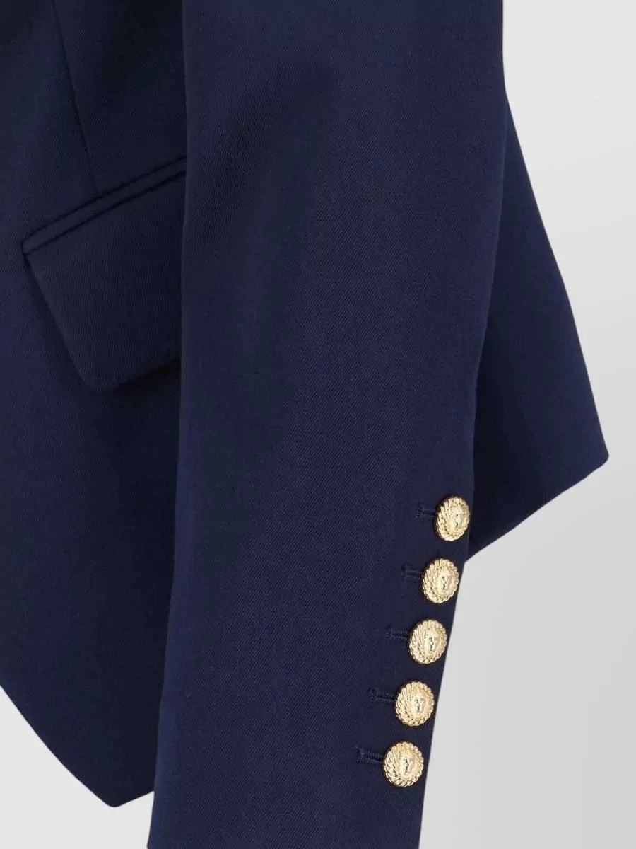 Balmain Double Breasted Blazer Peak Lapels Buttons