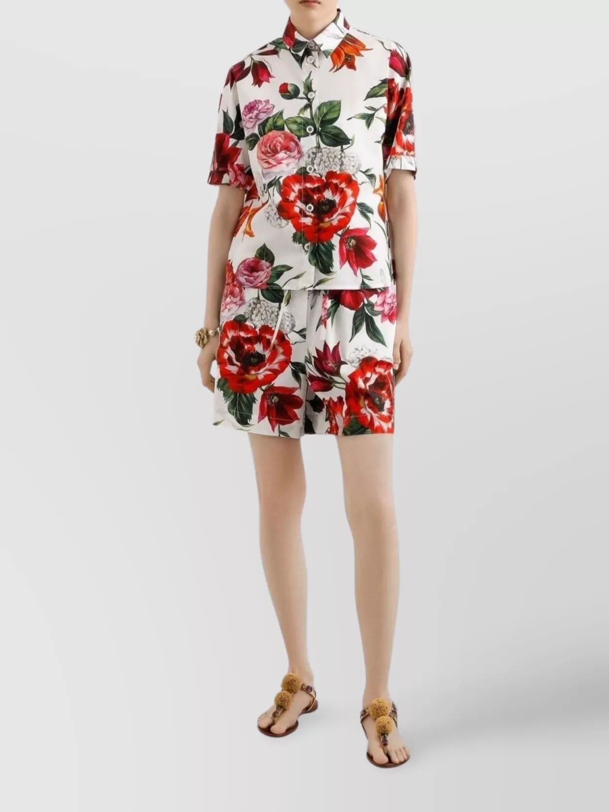 Dolce & Gabbana Floral Pattern Cotton Shirt In Pink