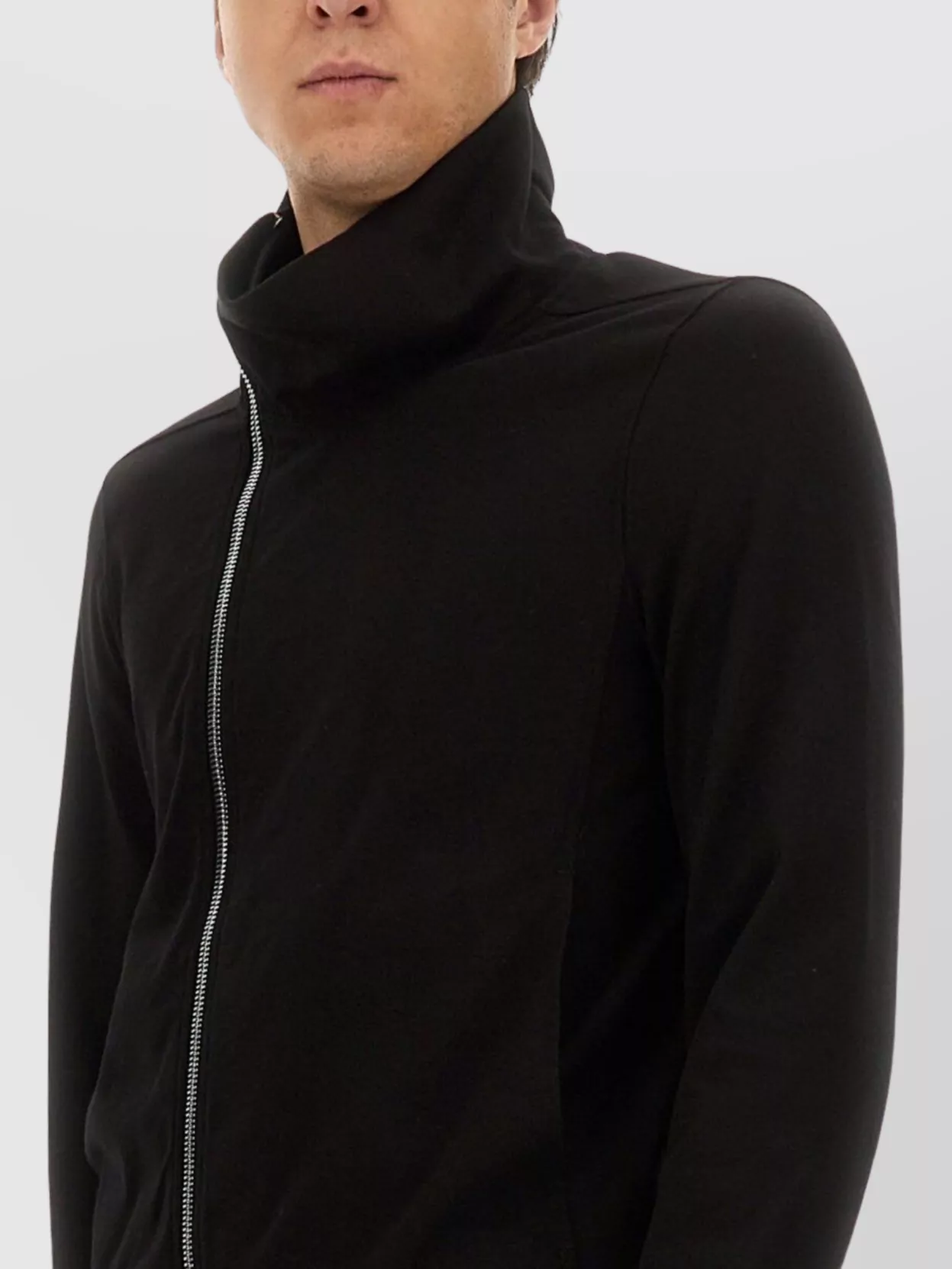 Rick Owens Asymmetrical Zippered Sweatshirt With High Collar