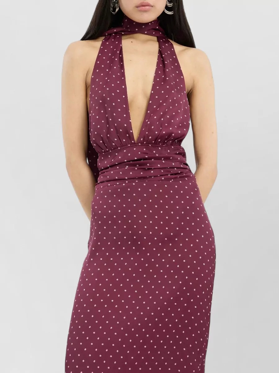 Rotate Polka-Dot Halterneck Maxi Dress