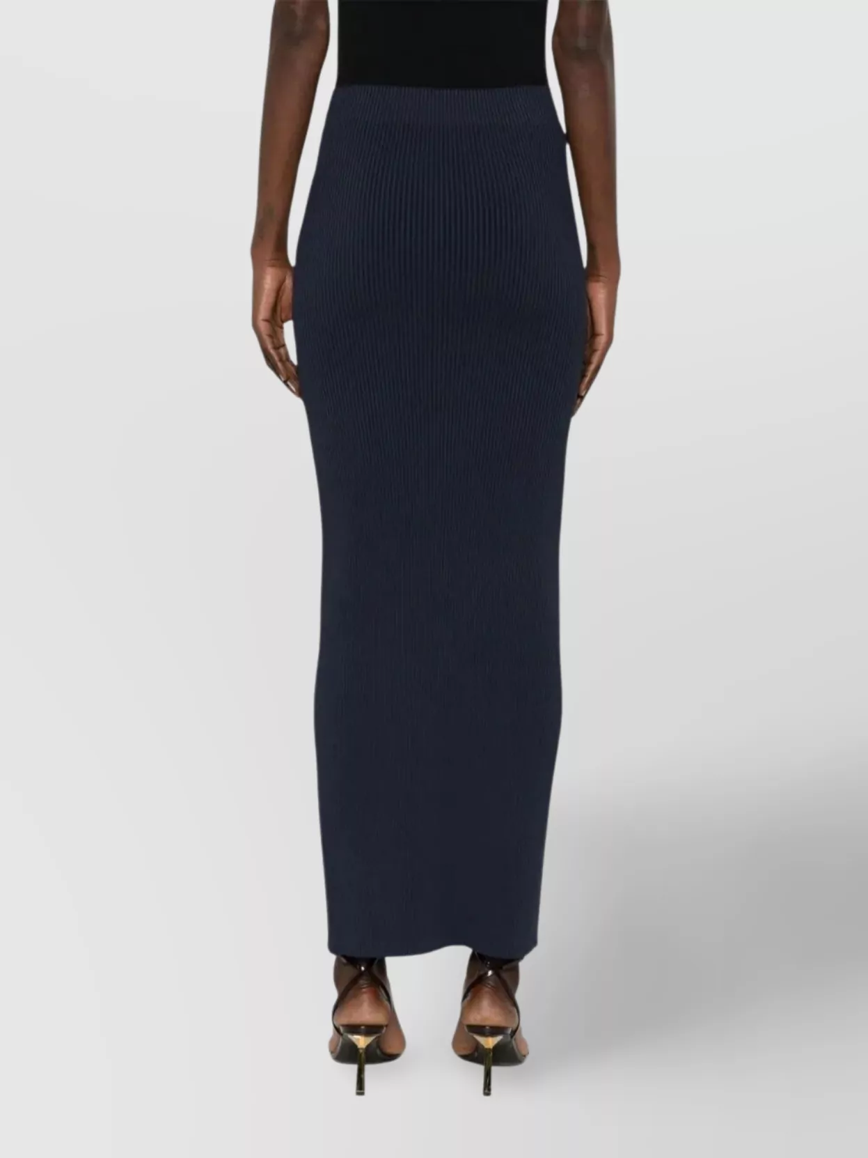Max Mara Ribbed Detail High-waisted Long Skirt In Blue
