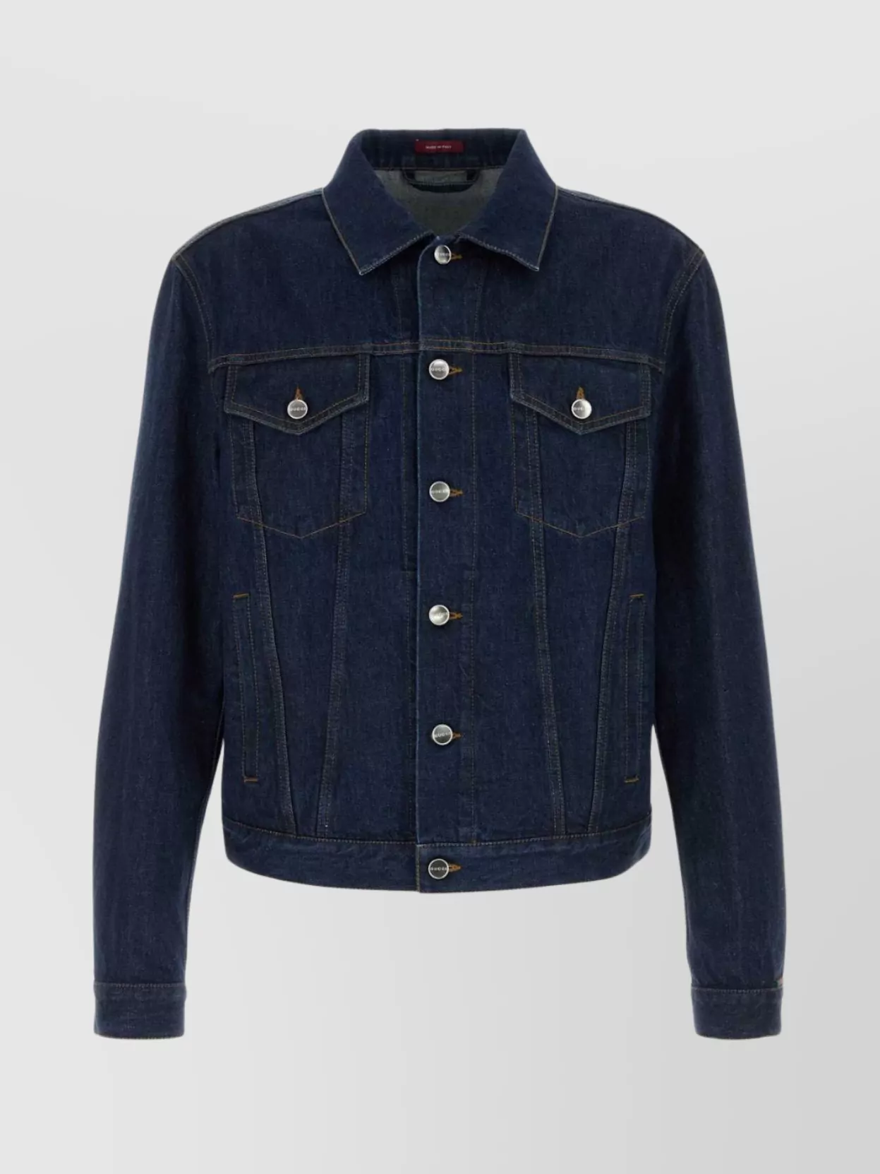 Gucci Denim Jacket With Adjustable Waist And Pockets In Blue