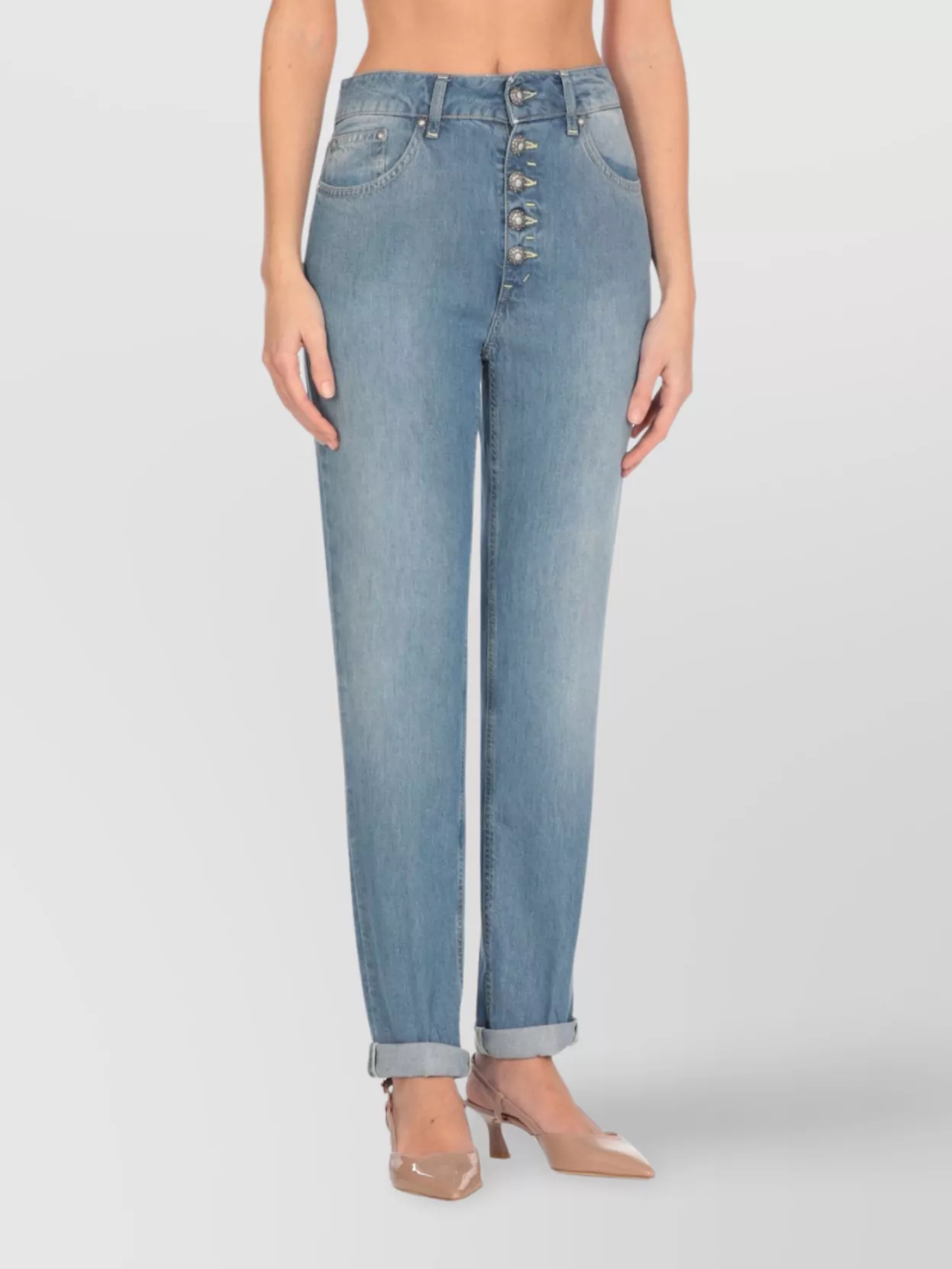 Dondup Rolled Cuffs Five-pocket Trousers In Blue