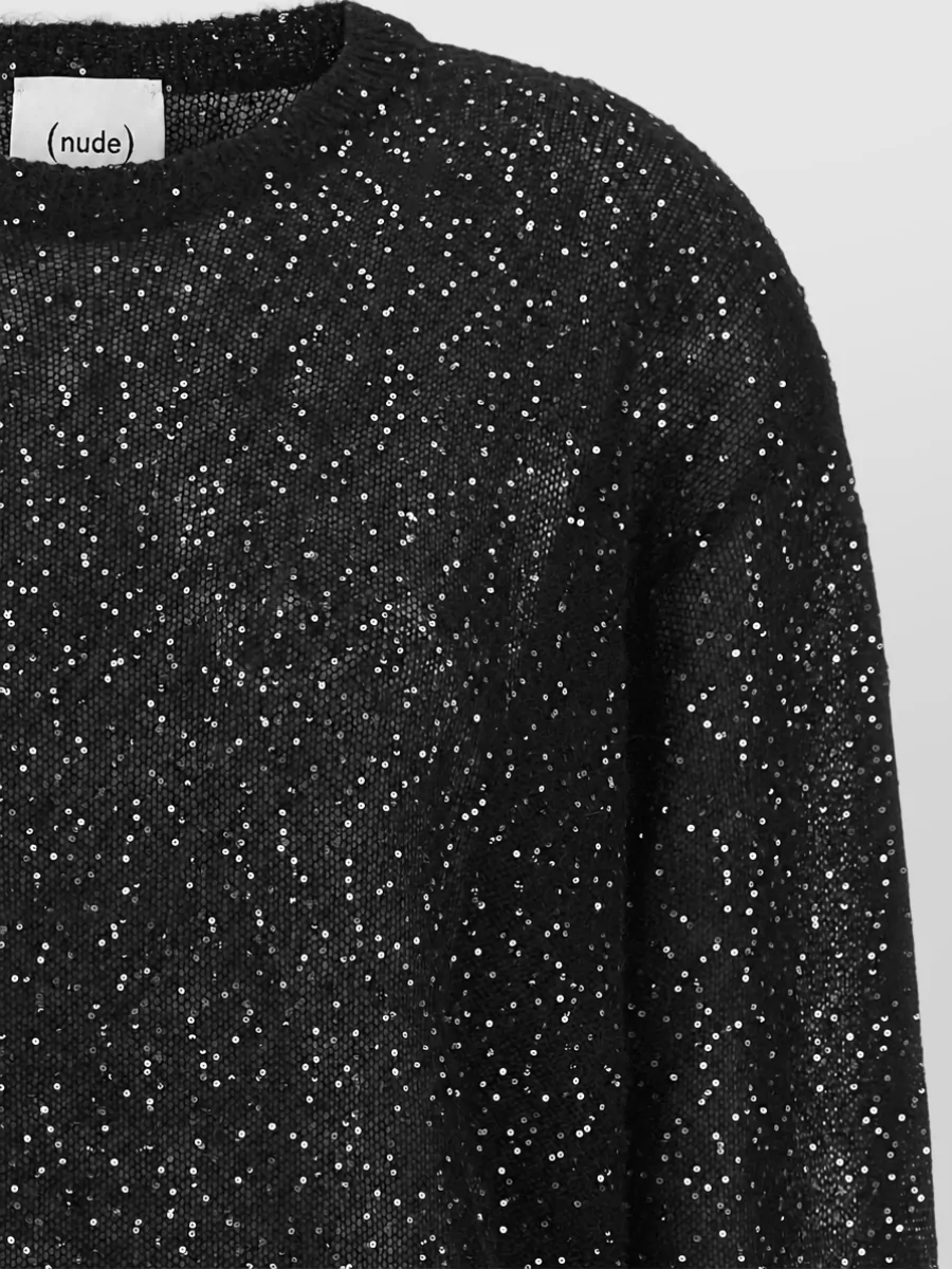 Nude Sequined Mohair-Blend Crewneck Sweater