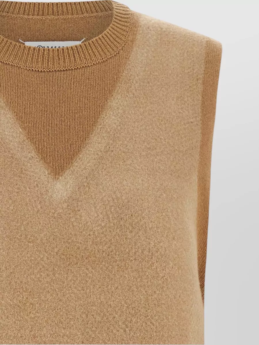 Maison Margiela Virgin Wool Ribbed Sleeveless Knit Vest