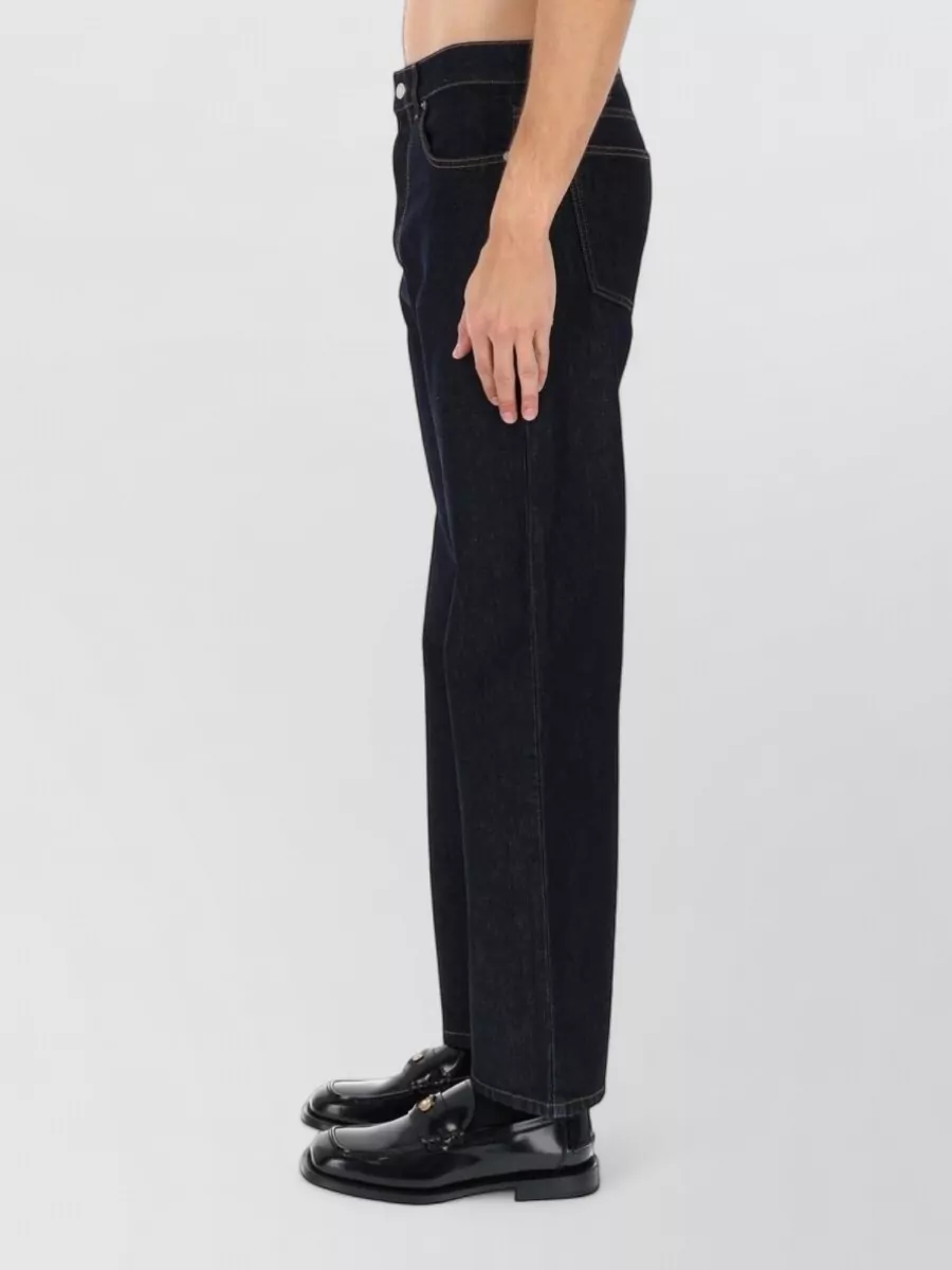 Moschino Denim Straight Leg Trousers Contrast Stitching