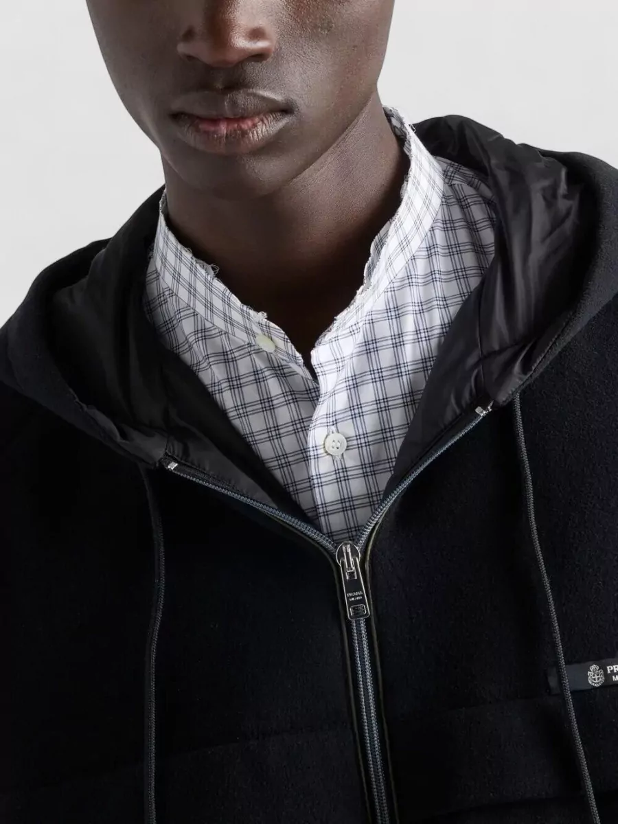 Prada Hooded Technical Fabric Jacket Drawstring Hem