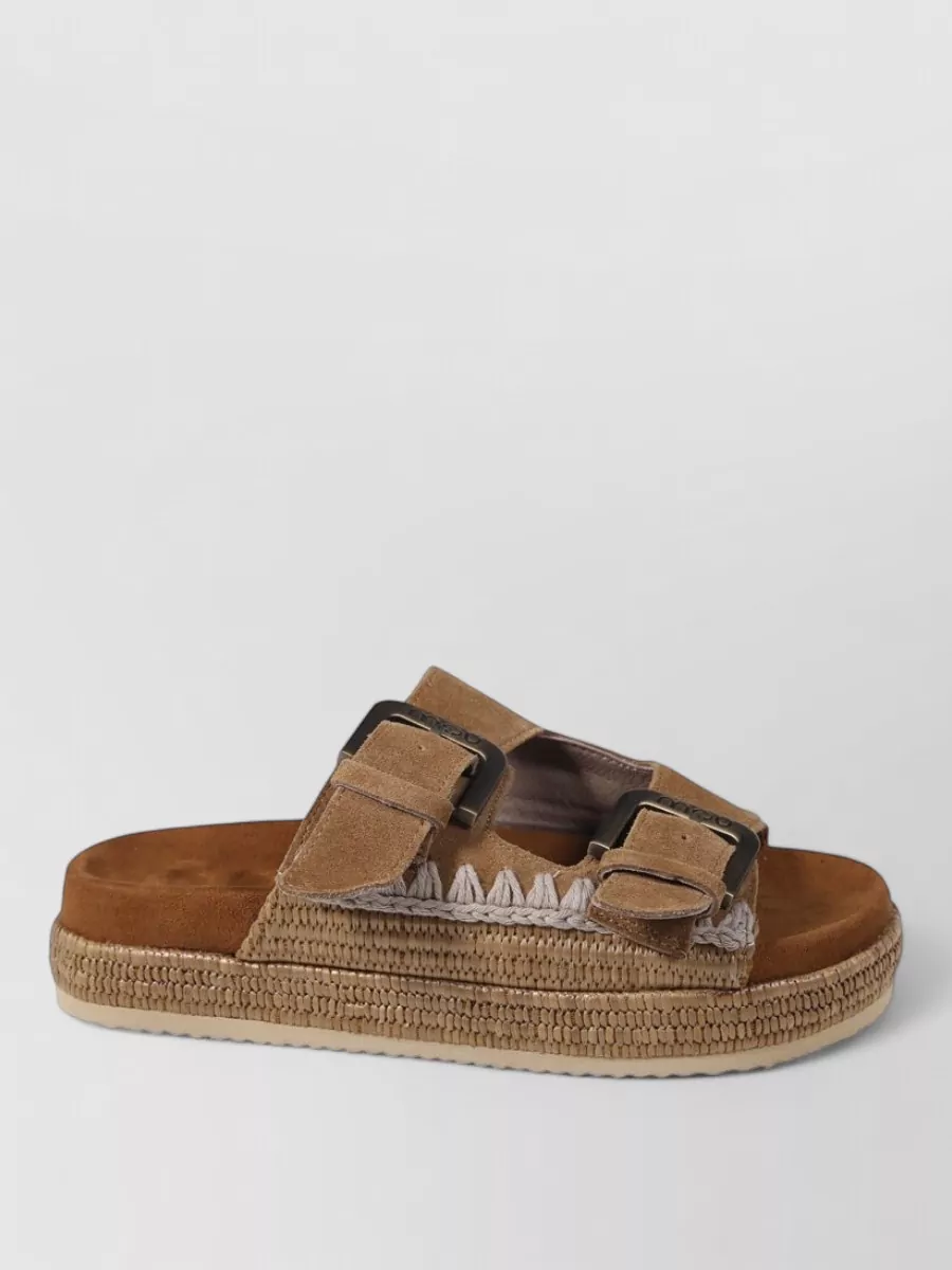 Mou Leather Two Buckle Sandals