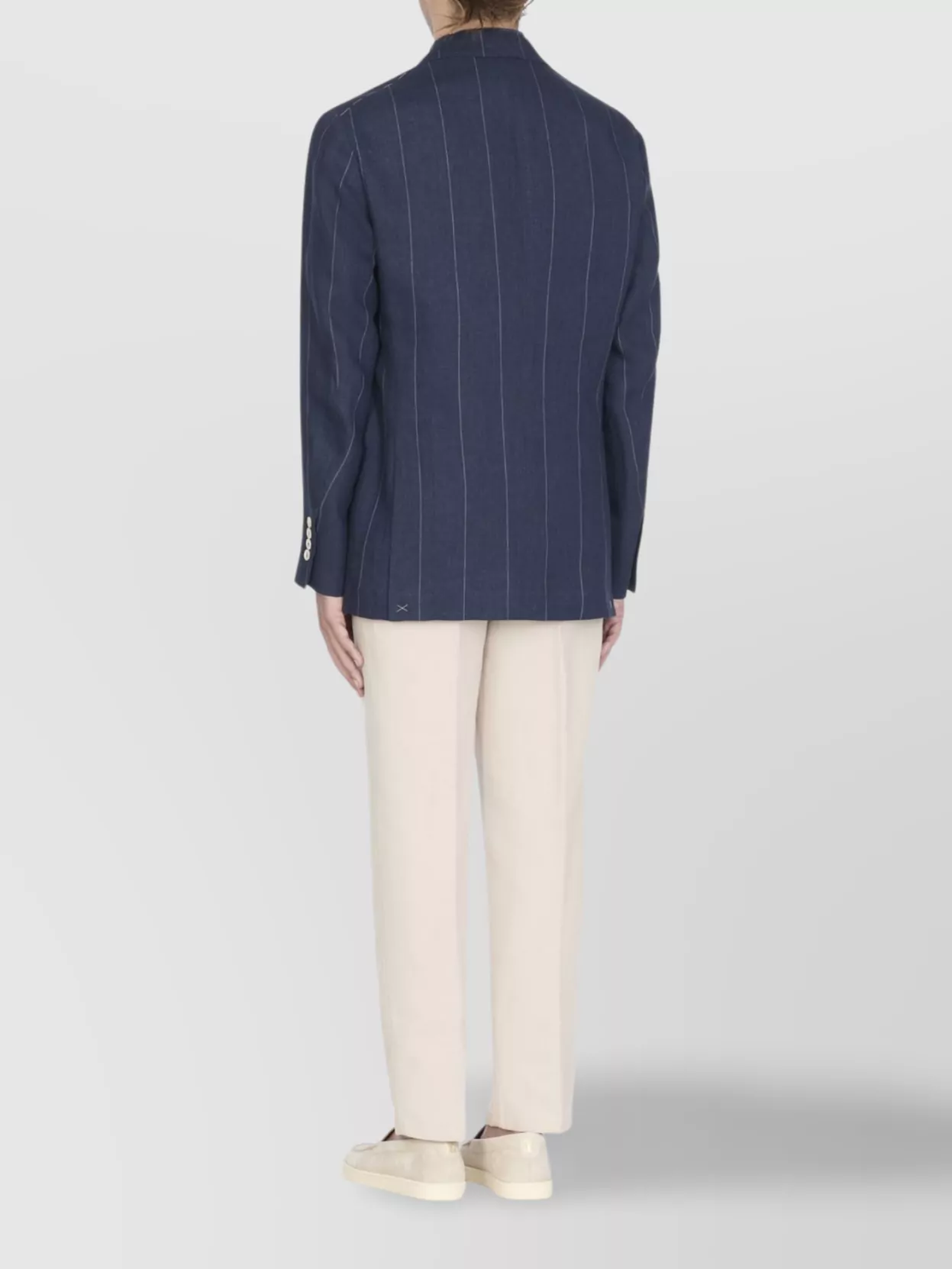 Brunello Cucinelli Linen Jacket Striped Notch Lapel