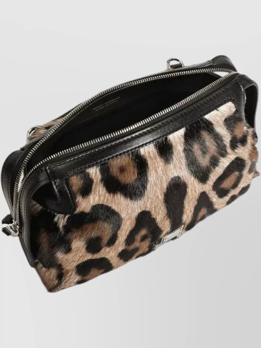 Dolce&Gabbana Vittoria Mini Leopard-Print Leather Cross-Body Bag