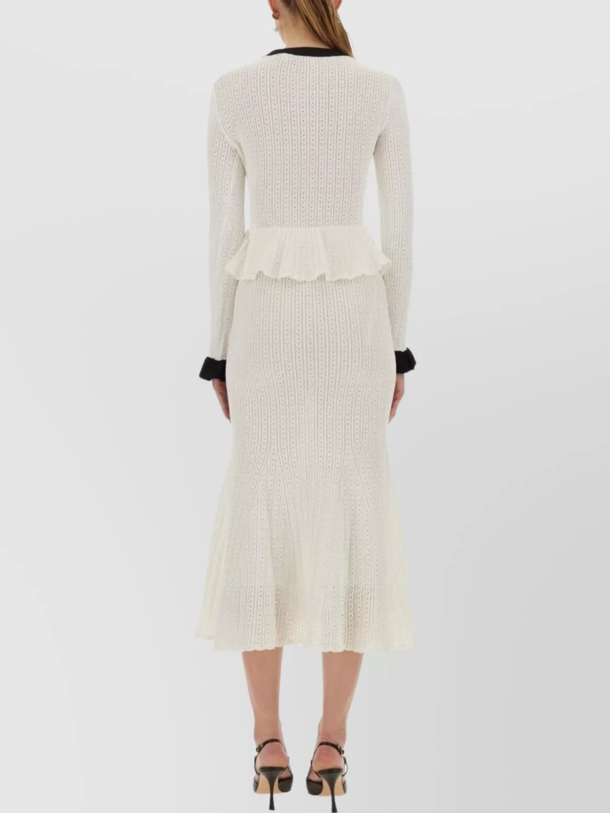 Self-Portrait Pointelle Knit Contrast Midi Dress