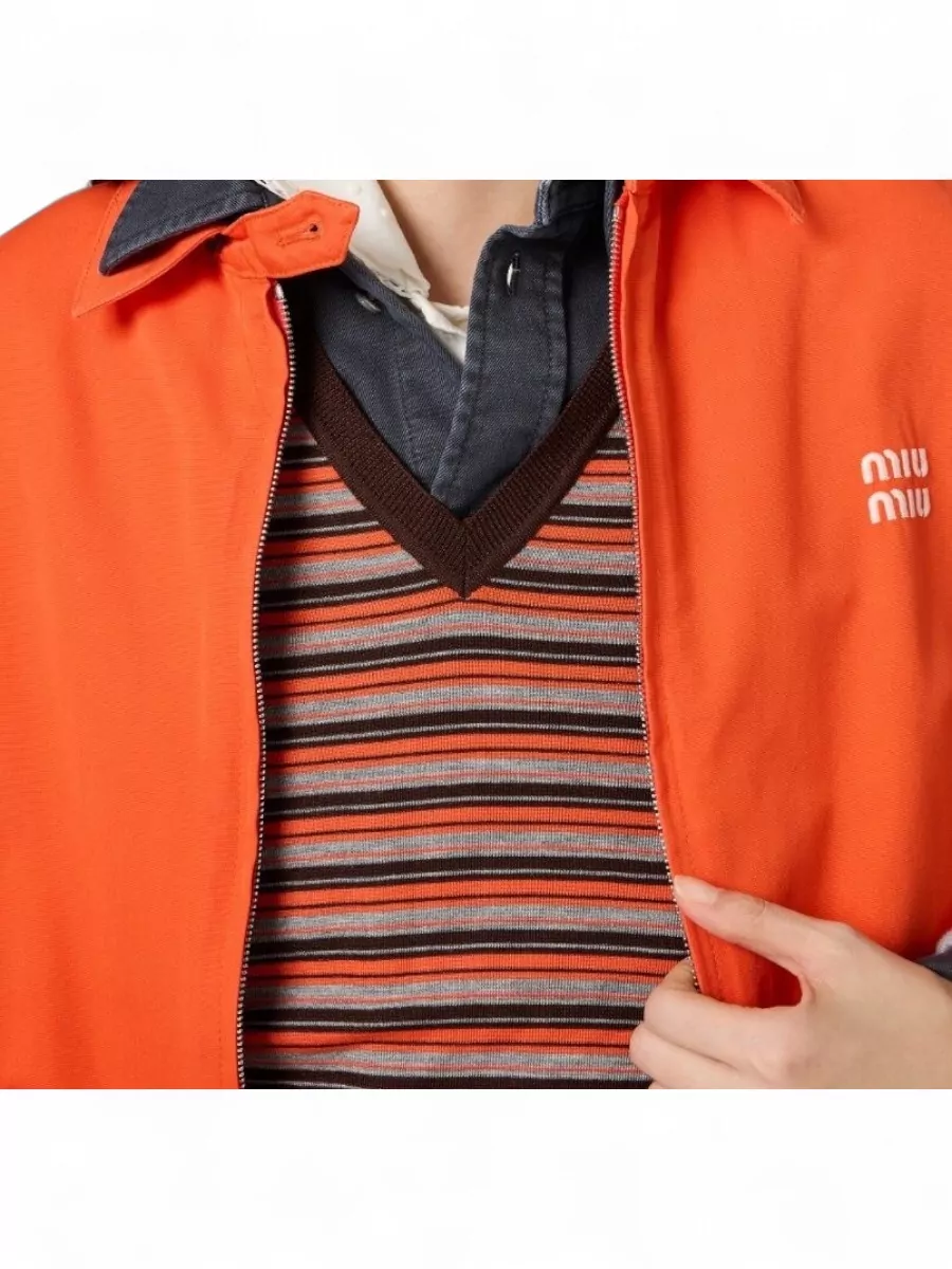 Miu Miu Wool Striped Knit V Neck Top