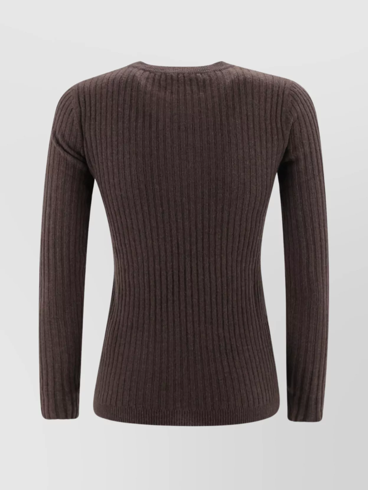 Kujten Crew Neck Cashmere Sweater With Vertical Ribs